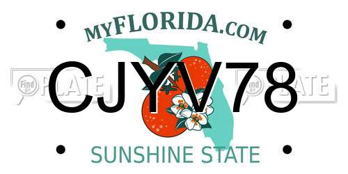 CJYV78 Florida License Plate