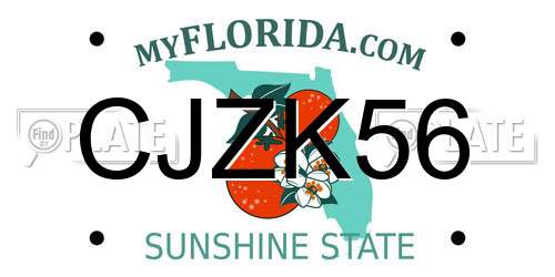 CJZK56 Florida License Plate