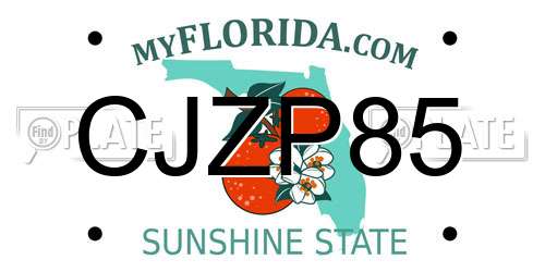 CJZP85 Florida License Plate