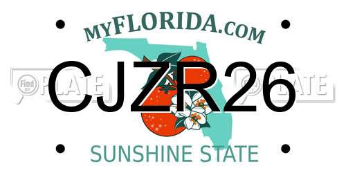CJZR26 Florida License Plate