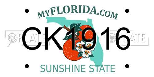 CK1916 Florida License Plate