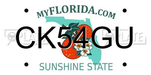 CK54GU Florida License Plate
