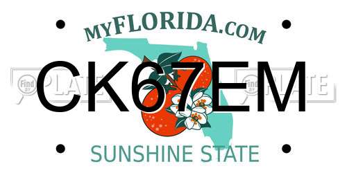 CK67EM Florida License Plate
