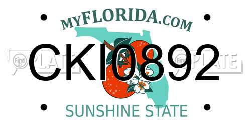 CKI0892 Florida License Plate