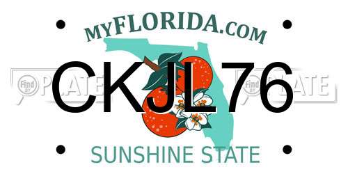 CKJL76 Florida License Plate