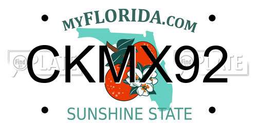 CKMX92 Florida License Plate