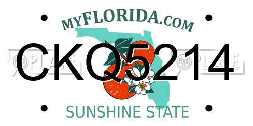 CKQ5214 Florida License Plate