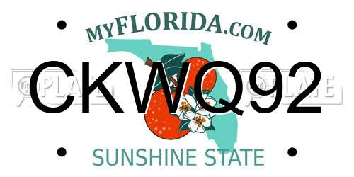CKWQ92 Florida License Plate