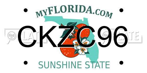 CKZC96 Florida License Plate