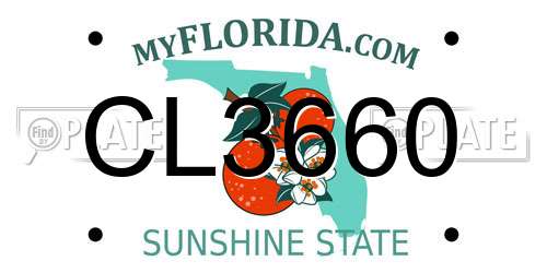 CL3660 Florida License Plate