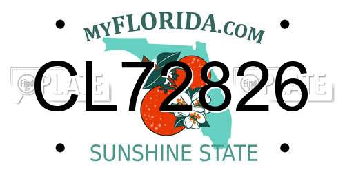 CL72826 Florida License Plate
