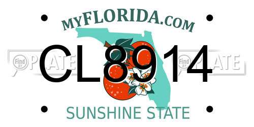 CL8914 Florida License Plate