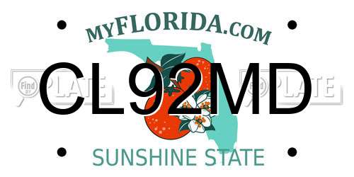 CL92MD Florida License Plate