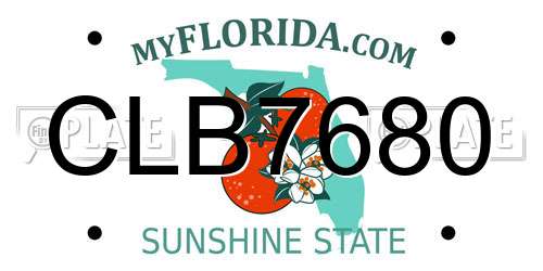 CLB7680 Florida License Plate