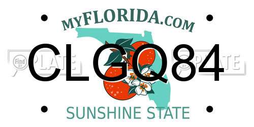 CLGQ84 Florida License Plate