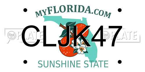 CLJK47 Florida License Plate