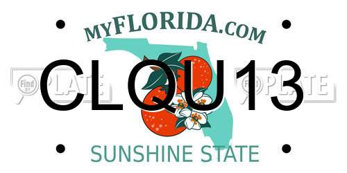 CLQU13 Florida License Plate
