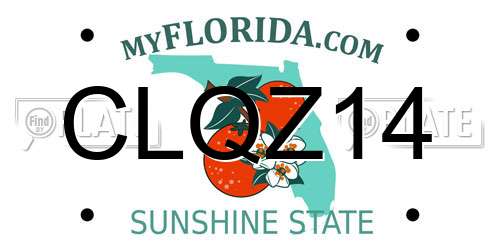 CLQZ14 Florida License Plate