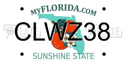 CLWZ38 Florida License Plate