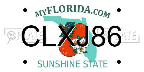 CLXJ86 Florida License Plate