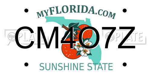 CM4O7Z Florida License Plate