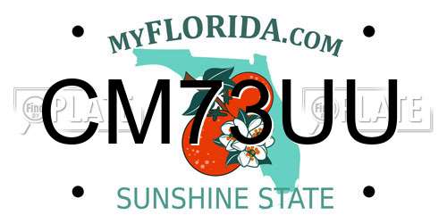 CM73UU Florida License Plate