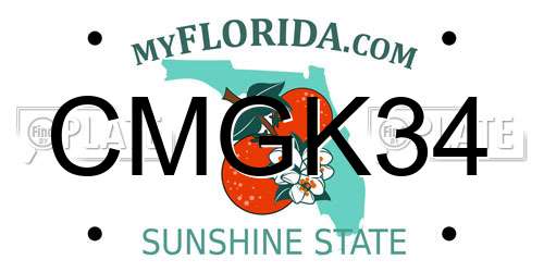 CMGK34 Florida License Plate