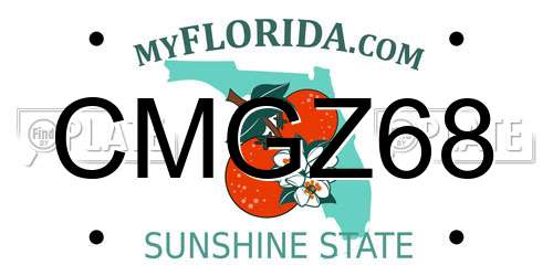 CMGZ68 Florida License Plate