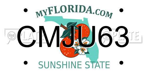 CMJU63 Florida License Plate