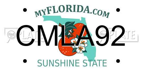 CMLA92 Florida License Plate