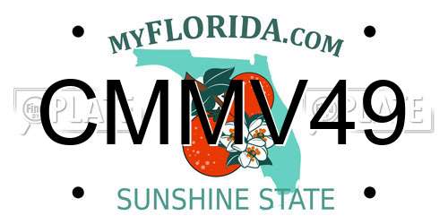 CMMV49 Florida License Plate
