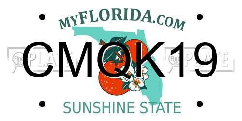 CMQK19 Florida License Plate