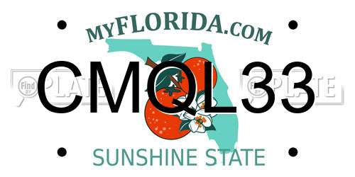 CMQL33 Florida License Plate