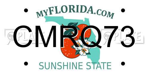 CMRQ73 Florida License Plate