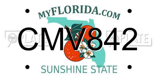 CMV842 Florida License Plate