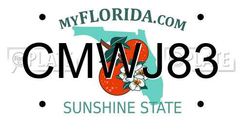 CMWJ83 Florida License Plate