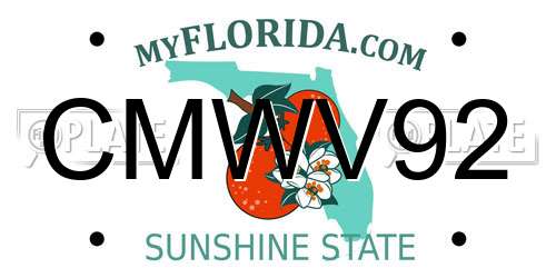 CMWV92 Florida License Plate
