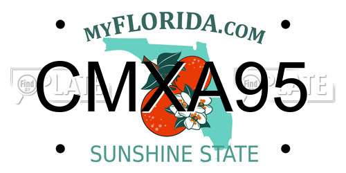 CMXA95 Florida License Plate