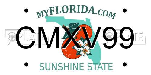 CMXV99 Florida License Plate