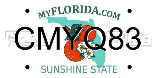 CMYQ83 Florida License Plate
