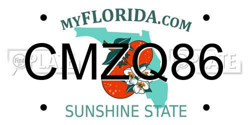 CMZQ86 Florida License Plate