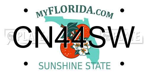CN44SW Florida License Plate