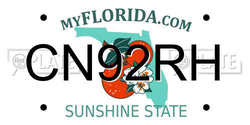 CN92RH Florida License Plate