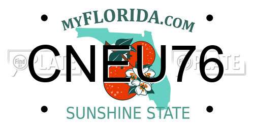 CNEU76 Florida License Plate