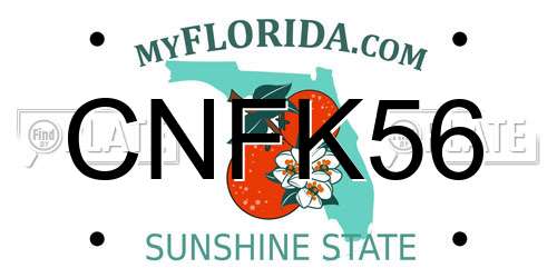 CNFK56 Florida License Plate