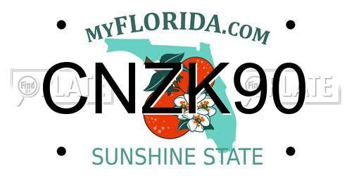 CNZK90 Florida License Plate