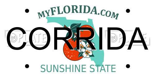 CORRIDA Florida License Plate