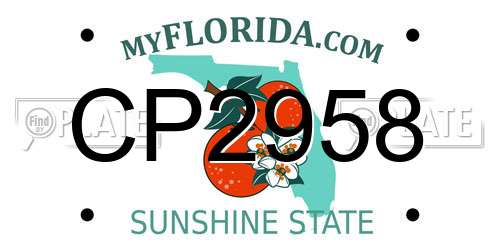CP2958 Florida License Plate