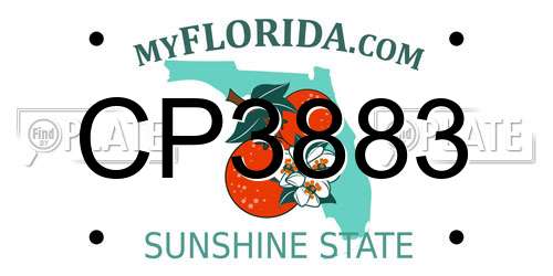 CP3883 Florida License Plate