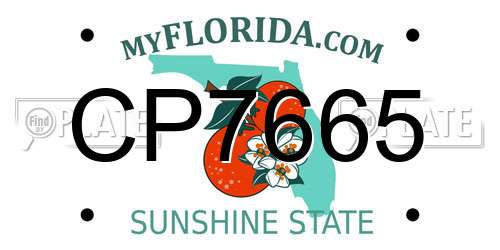 CP7665 Florida License Plate